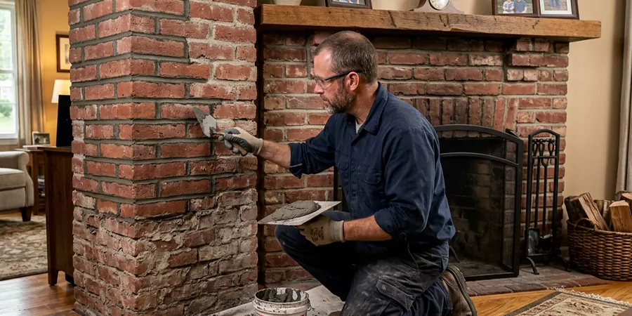 Repointing Brick Fireplace La Habra