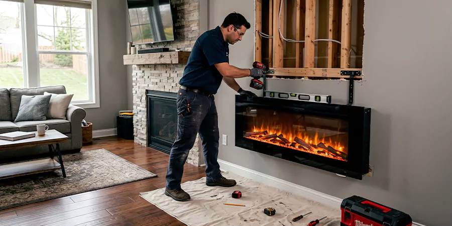 Fake Fireplace and Faux Insert Installation La Habra