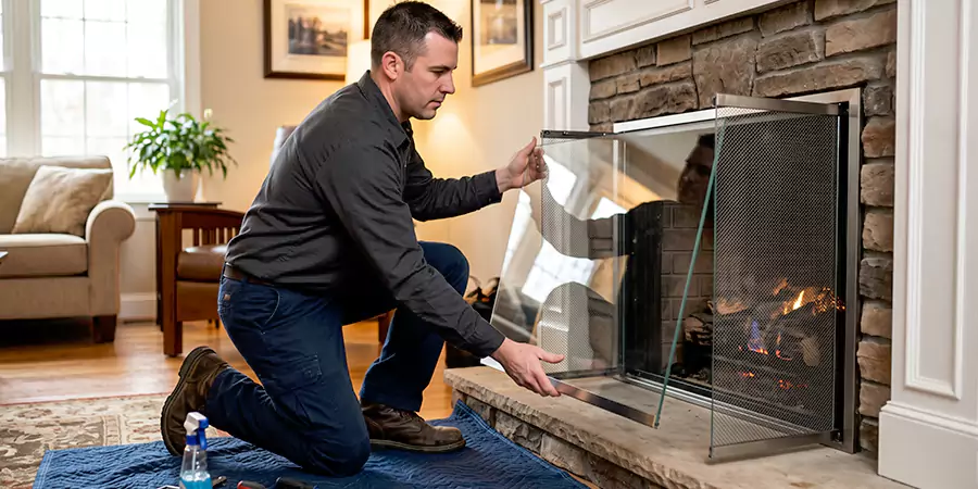 Fireplace Glass Panel and Screen Installation La Habra