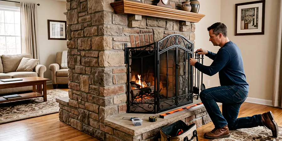 Custom and Decorative Fireplace Screen Installation La Habra